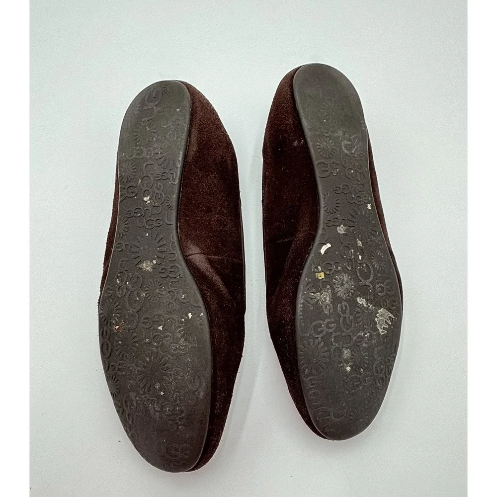 UGG Australia Slippers Womens 8 Brown Suede Shearling Flats Loafers Cozy Slip On